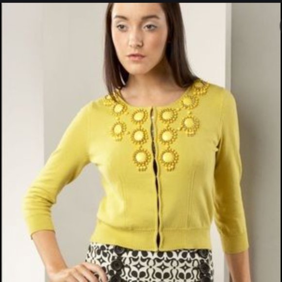 Milly Yellow Beaded Sweater Size P Gossip Girl - Picture 2 of 7